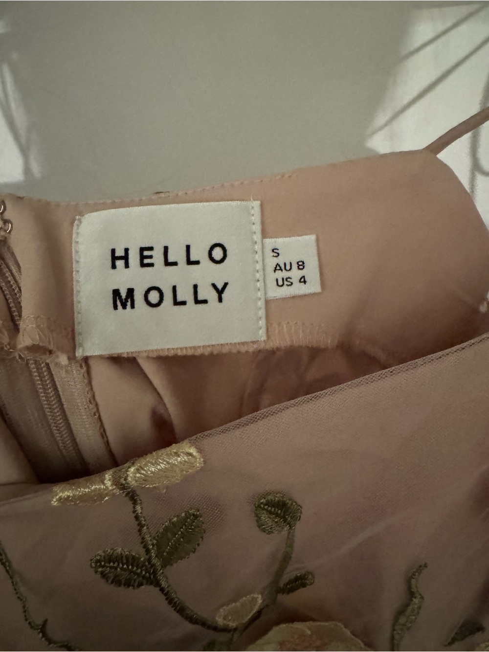 Hello Molly Blush Pink Midi Dress with Pastel Floral Embroidery - Picture 4 of 5